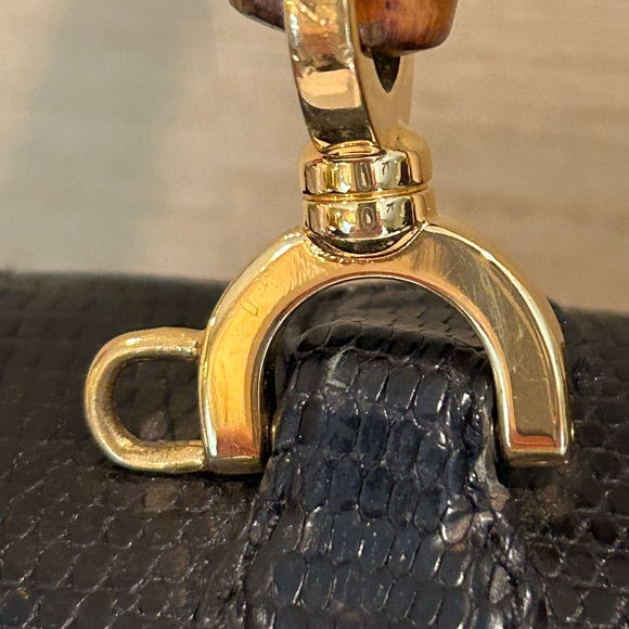 Rare Gucci Small Lizard Bamboo Top Handle Bag - Picture 7 of 13